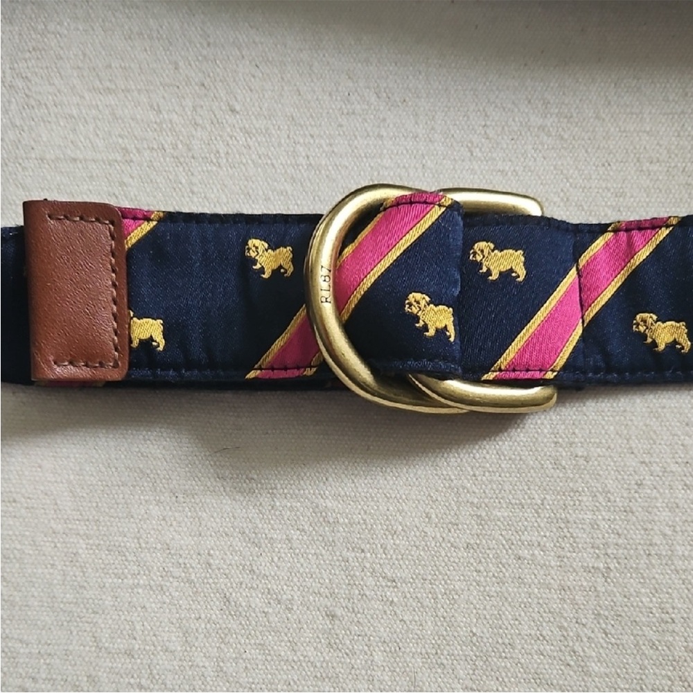 Ralph Lauren Navy Belt with Gold and Pink Accents
